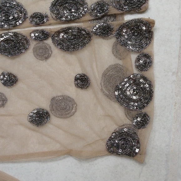 HOSS INTROPIA GORGEOUS SHEER TAN EMBELLISHED TOP - SIZE 38 OR SMALL - Picture 4 of 8